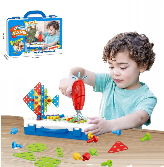 3in1 DIY Creative Magic Panel Electric Drill Tool Play Set 666