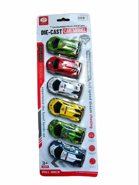 Pack of 6 | Die-Cast Pull Back Racing Car Set