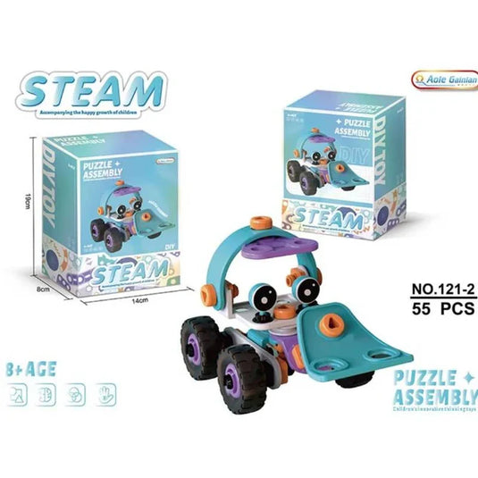 Soft Rubber Puzzle Assembly Cartoon Car | 55 Pcs