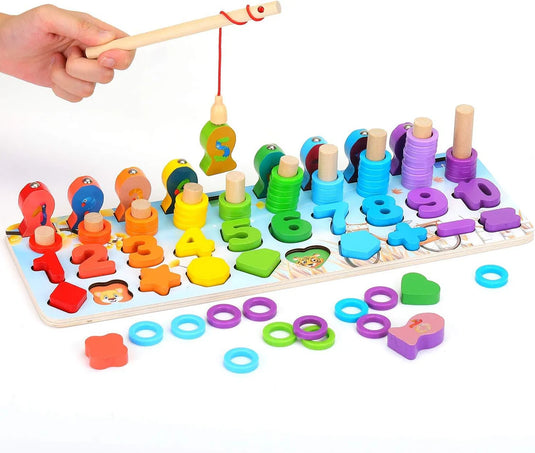 4in1 Wooden Magnetic Fish Counting Board