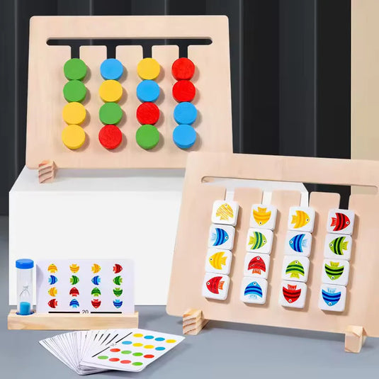 2in1 Wooden Four Color and Fish Logical Thinking Series