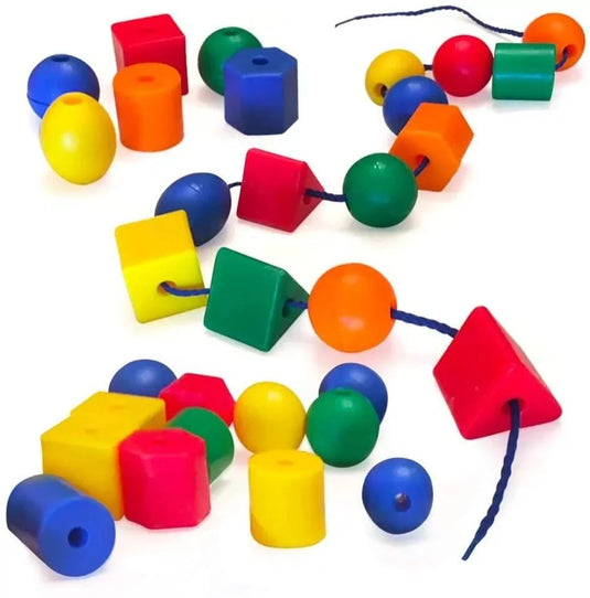 Geometrical Shape Lacing Beads - Plastic 20+ pieces