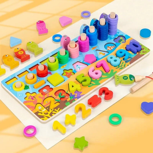 4in1 Numbers Shapes Matching Logarithmic Board