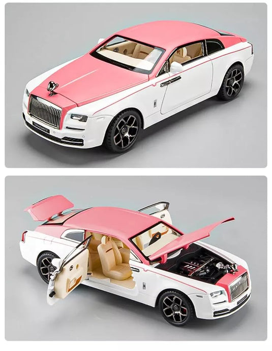 Die Cast Rolls Royce Wraith | 1:22 Scale (White & Pink)