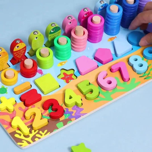 4in1 Numbers Shapes Matching Logarithmic Board