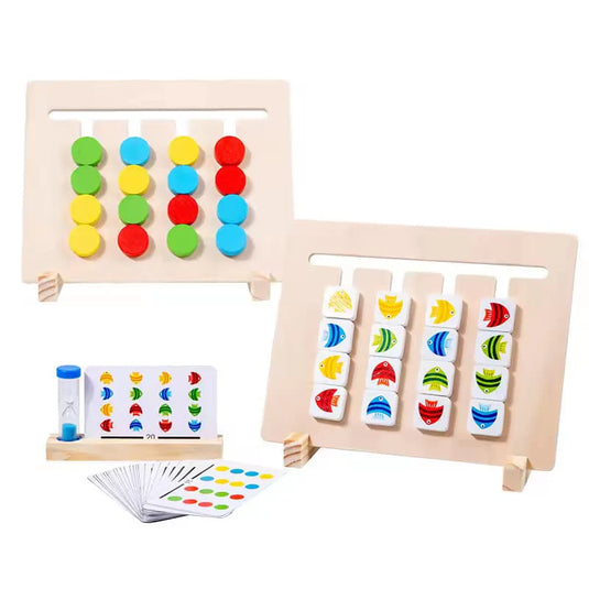 2in1 Wooden Four Color and Fish Logical Thinking Series