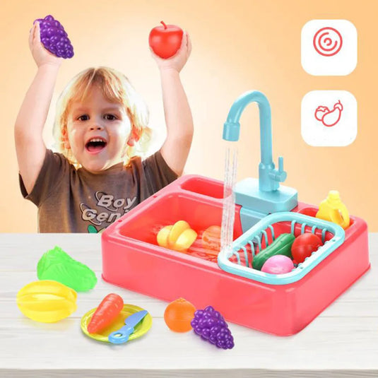 Pretend Play Kitchen Dishwasher Set for Kids